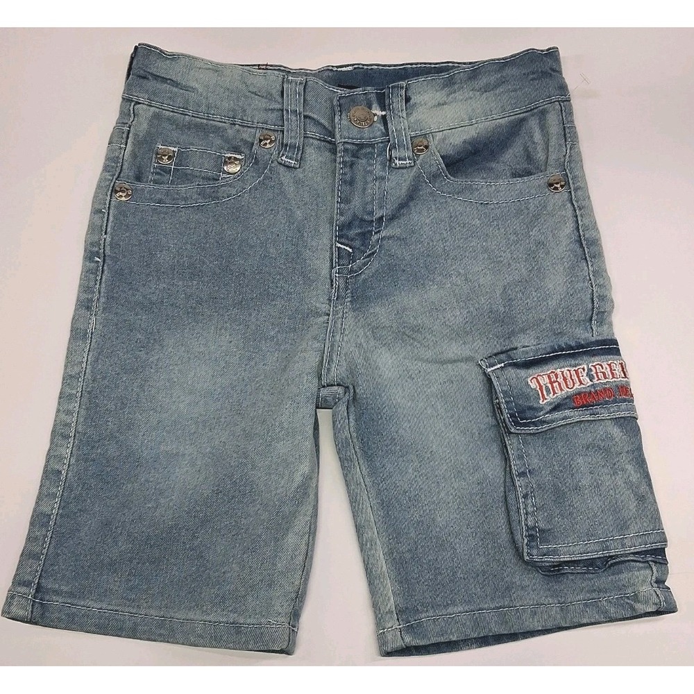 True Religion Denim Shorts Distressed Wash Kids Unisex Size M (5/6) NWOT